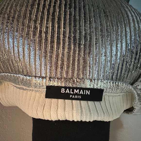 BALMAIN METALLIC RIBBED WOOL-BLEND TANK SIZE 38 - Picture 2 of 5